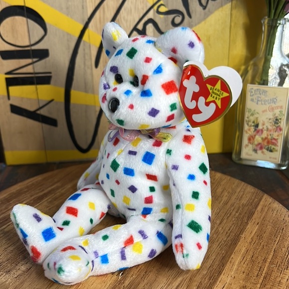 Ty K2 Beanie baby Celebration Confetti Themed Bear - Picture 5 of 9